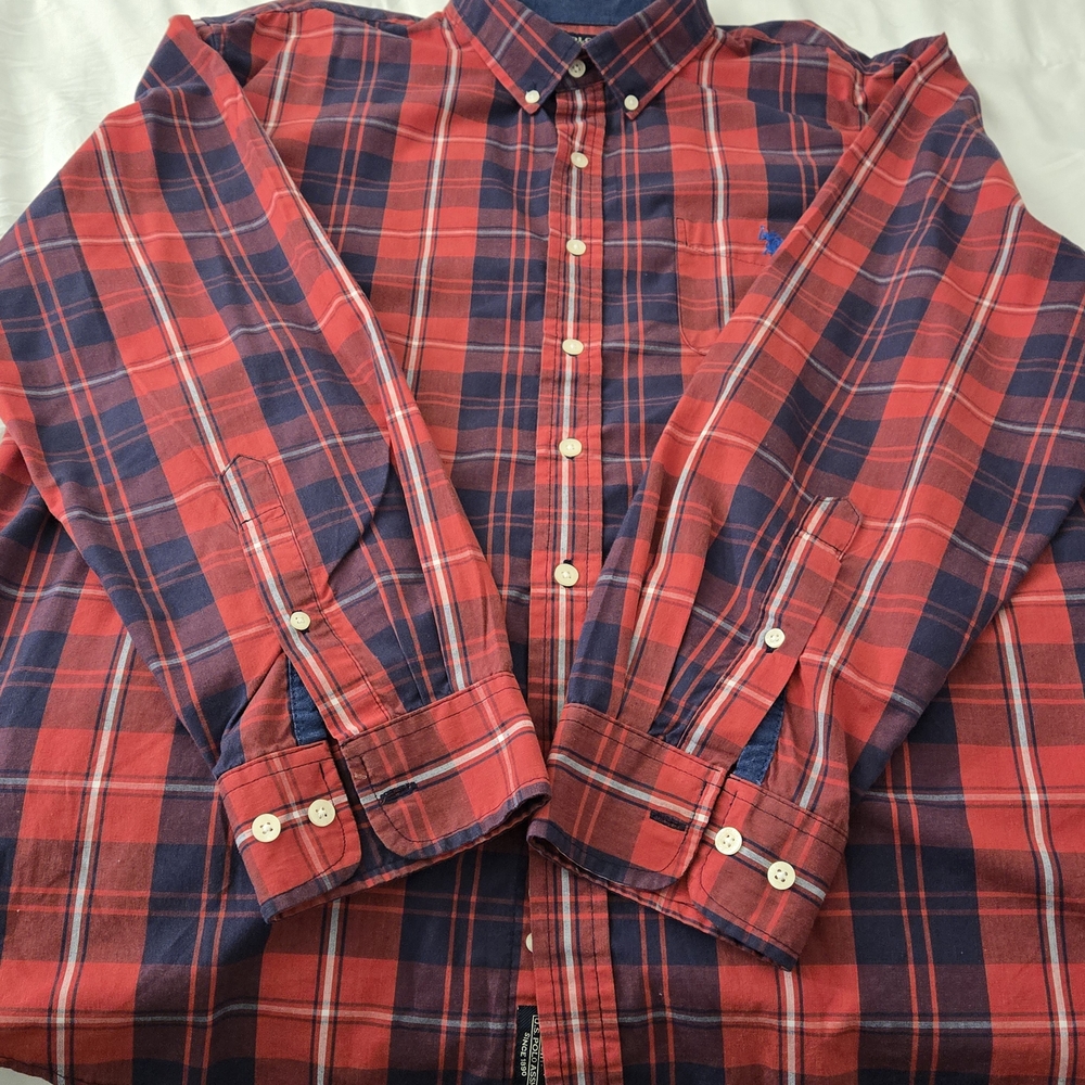 U.S. Polo Assn. Red and Blue Plaid Casual Shirt